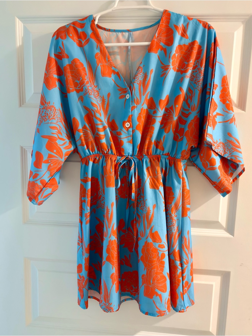 Blue and Orange Floral Dress